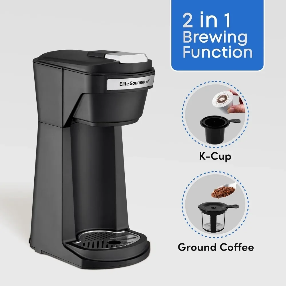 Personal Single-Serve Compact Capsule Coffee Maker Brewer, Compatible with K-Cups and Grounds Coffe Machine