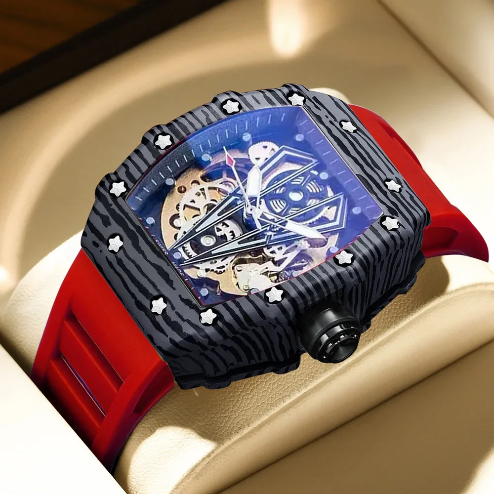

Benbang J7751 полностью автоматические механические часы с отверстиями Модные мужские спортивные водонепроницаемые часы