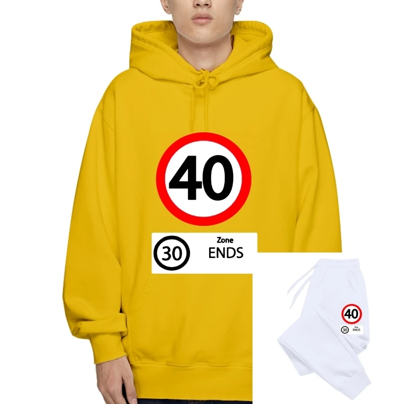 

40MPH 30 ZONE ENDS road sign style Pullover 40th birthday 40 years old Hoodiess fun