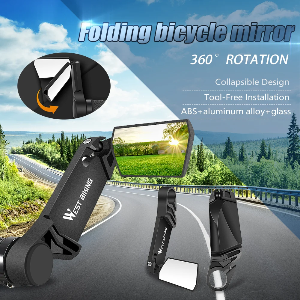 

2Pcs Bicycle Rearview Mirror For 22mm Handlebars 360 Degrees Rotatable Foldable Rear View Glass Mirror For MTB Road Folding Bike