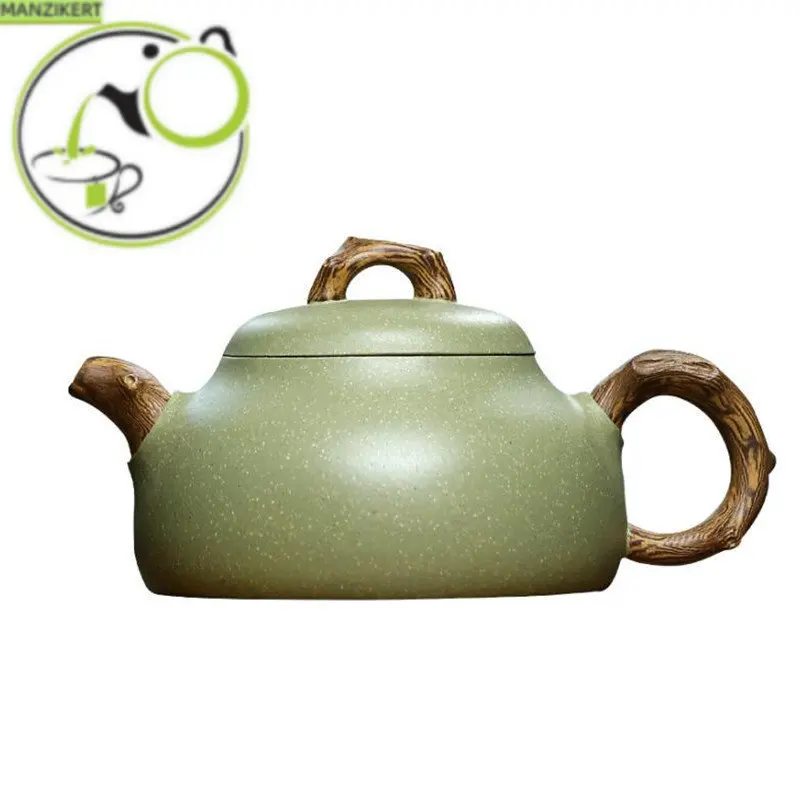 

280ml Authentic Yixing Purple Clay Teapots Famous Artists Handmade Tea Pot Raw Ore Bean Green Sand Kettle Chinese Zisha Tea Set