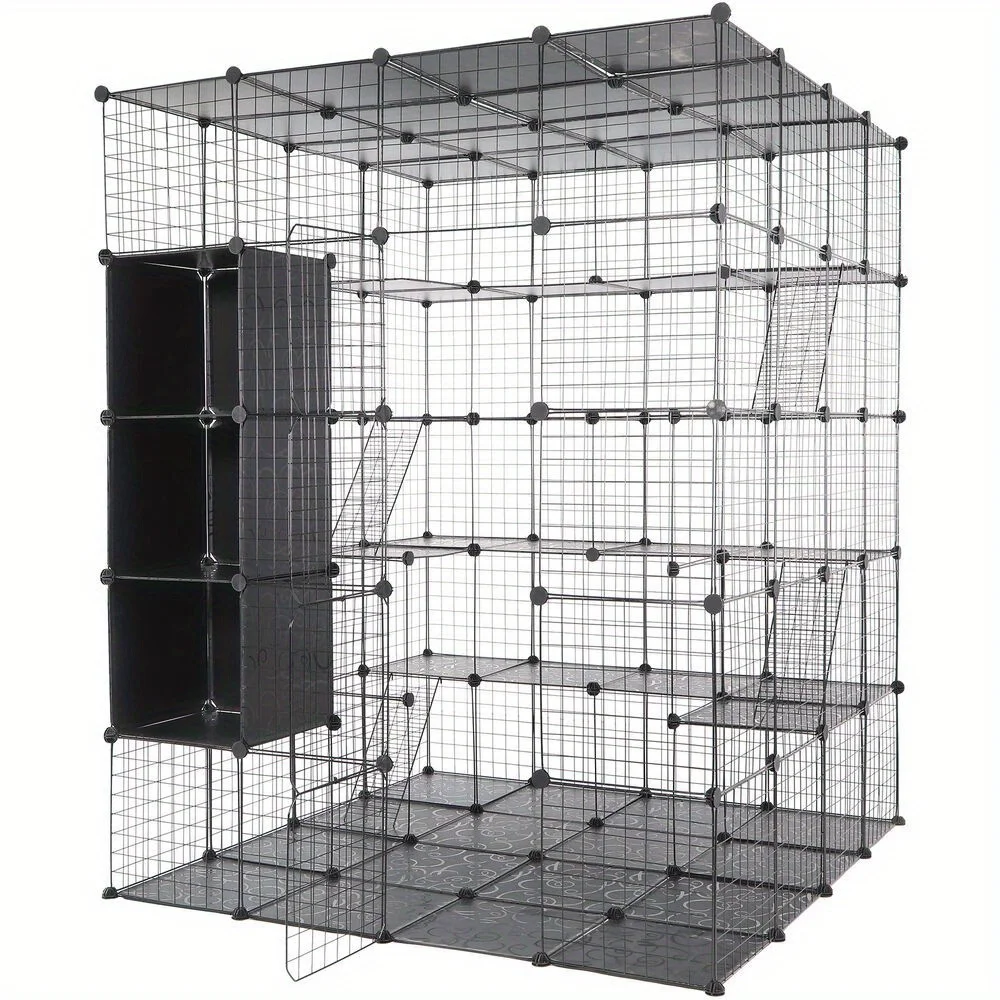 69" Extra Large Cat Cage 5 Tiers Cube Indoor Cat House Crate Free Hammock