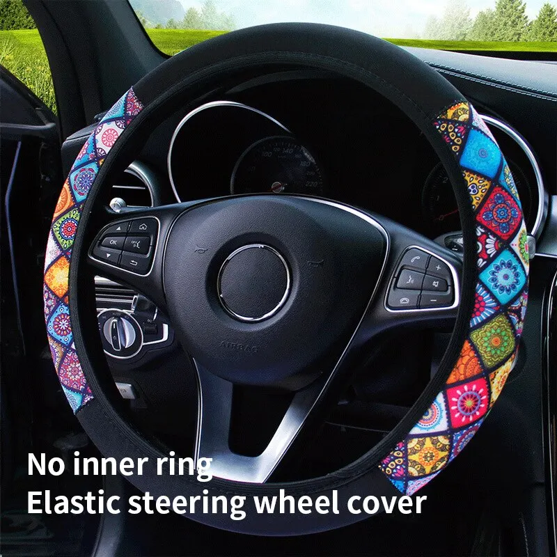 Steering Wheel Cover No Inner Ring Diving Material Elastic for Car