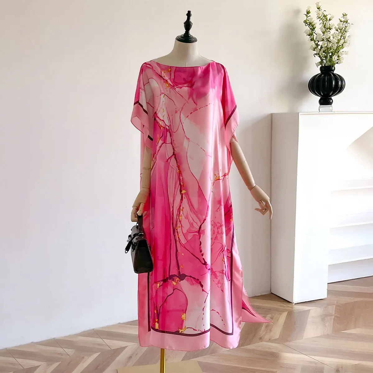 Spring and Summer Fashio Brand Floral Pattern Satin Design long Dress Muslim Summertime Sun protection Shawl For Lady/Women