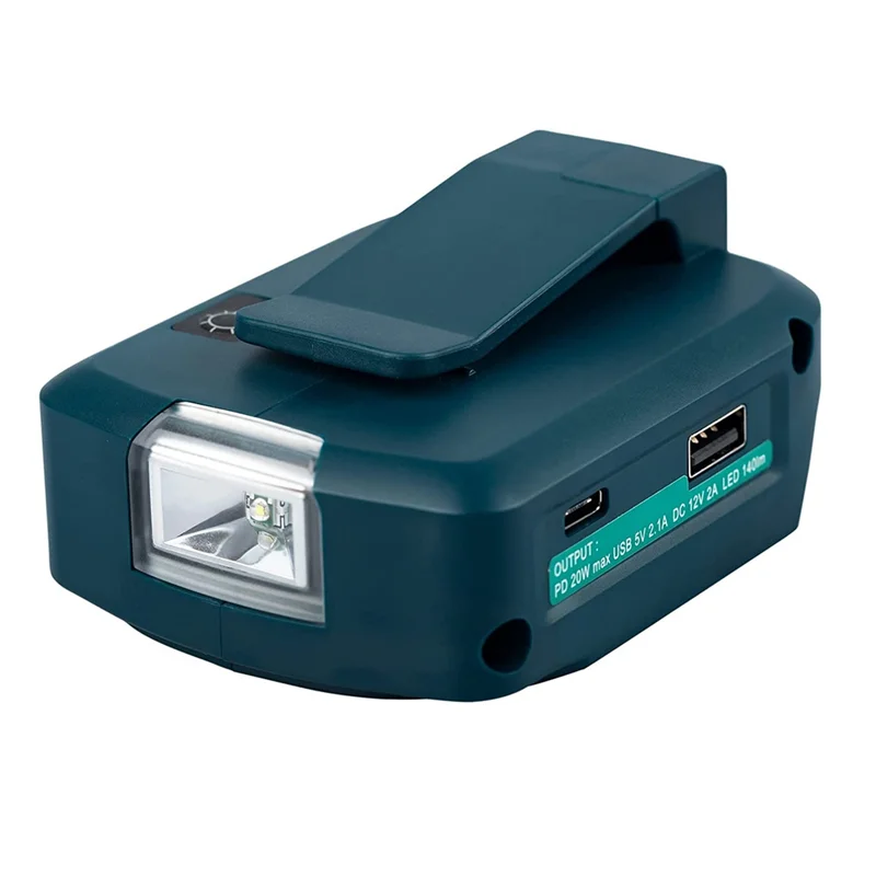 

For Makita ADP05 14.4V/18V Lion Battery USB/Type-C Converter Port with LED Light Spotlight Outdoor Light for