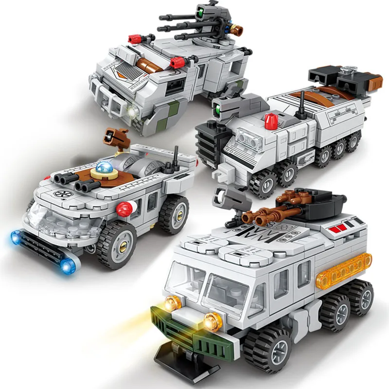 

City Creative 4-in-1 Space Futuristic Wheeled Armored Vehicle Building Blocks Bricks Toys Gifts