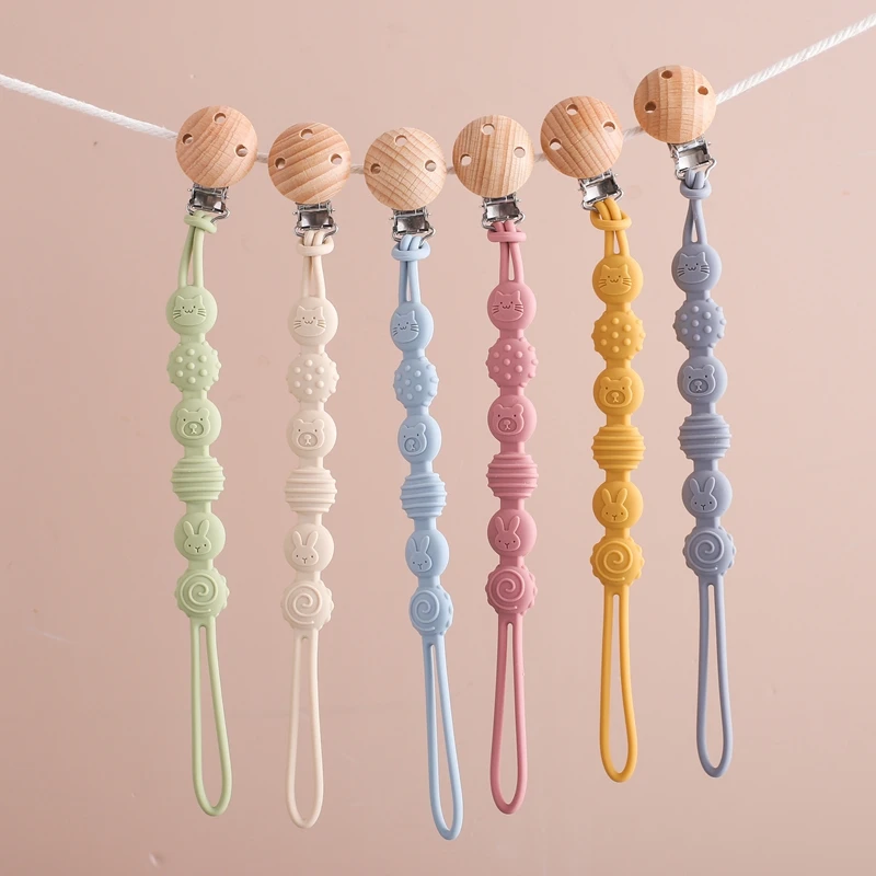 Baby Anti-drop Chain Pacifier Clips Silicone Beads Infant Nipple Appease Soother Chain Clips Dummy Holder Nipple Clip Baby Gift 2