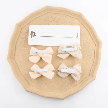 16Pcs Baby Bows Hair Clips Muslin Girls Hairpins Hairclip For Kids Cotton Linen Barrettes Flower Print Side Pin Accessories 2