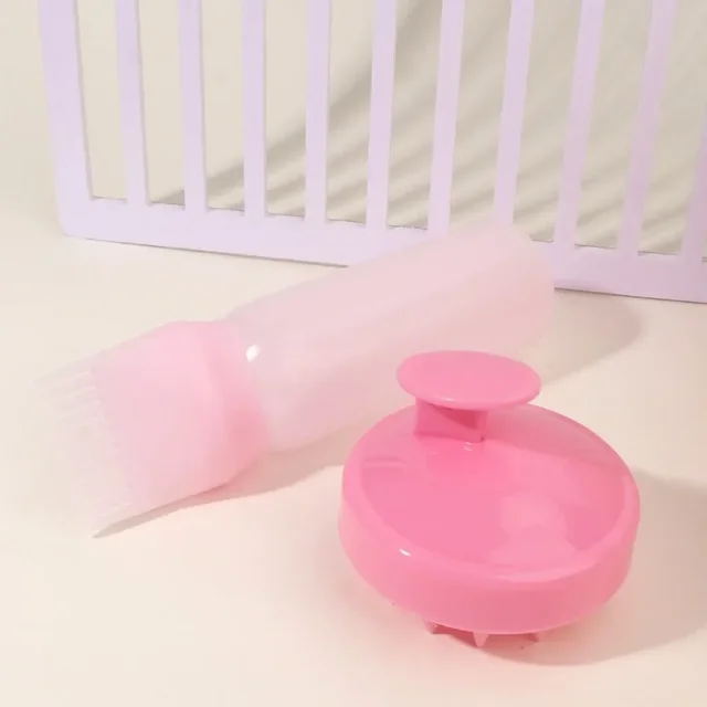 Silicone Shampoo Brush Head Scalp Massage Comb Hair Dye Tint Oil Applicator Bottle with Brush Barber Salon Hair Styling Tools 5