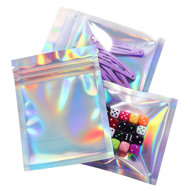 50 Pieces Cute Laser Self Sealing Little Small Plastic Bags for