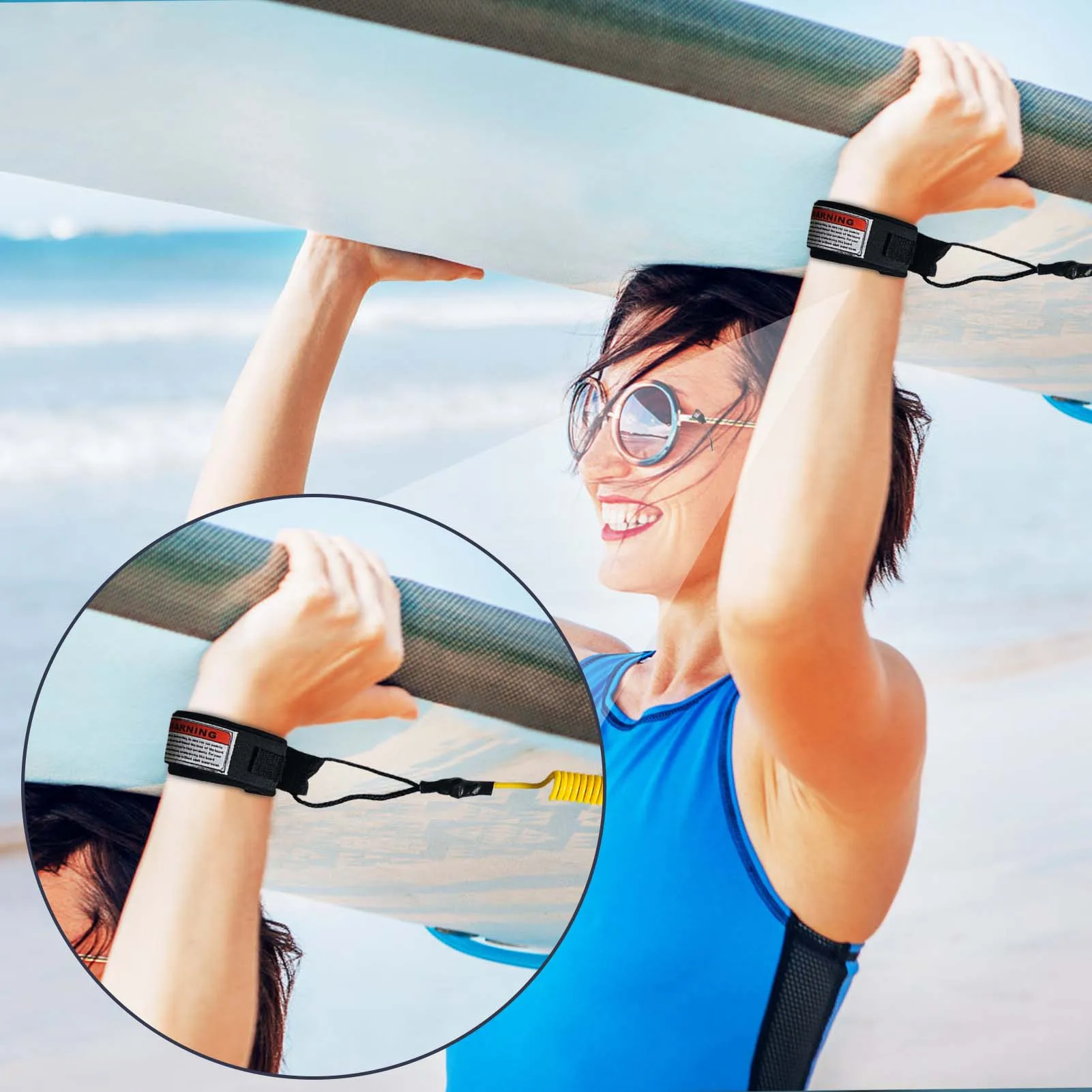 130cm Surfbrett-Sicherheitsleine mit Klettverschluss, Einweg-Wickelriemen, Spiralförmige Bodyboard-Leash, Geeignet für Training und Übungen – Detail 7