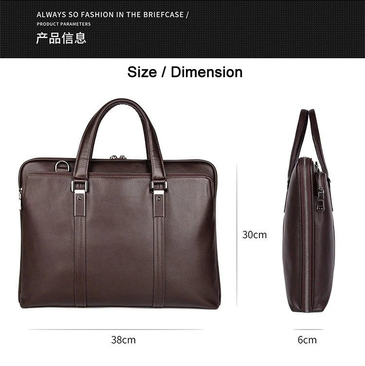 Luxury Genuine Leather Briefcase Men Leather Business Bag 15.6" Laptop Bag 14 Male Office Bag Document File Case Shoulder Bag 2