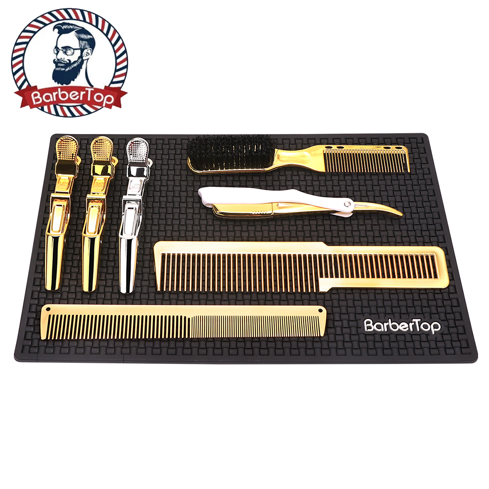 Black Anti-skid Mini Hairdressing Tool Pad Non-Slip Station Mat Clippers Scissors Trimmers Haircut Tools Storage Barbershop