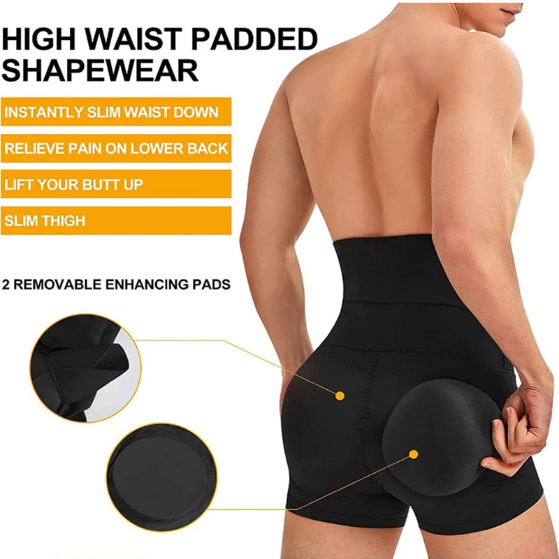 Prayger Padded Shapers Men Slimming Belly Butt Lifter Removable Inserts Control Panties Hook Tummy Trimmer Underwear