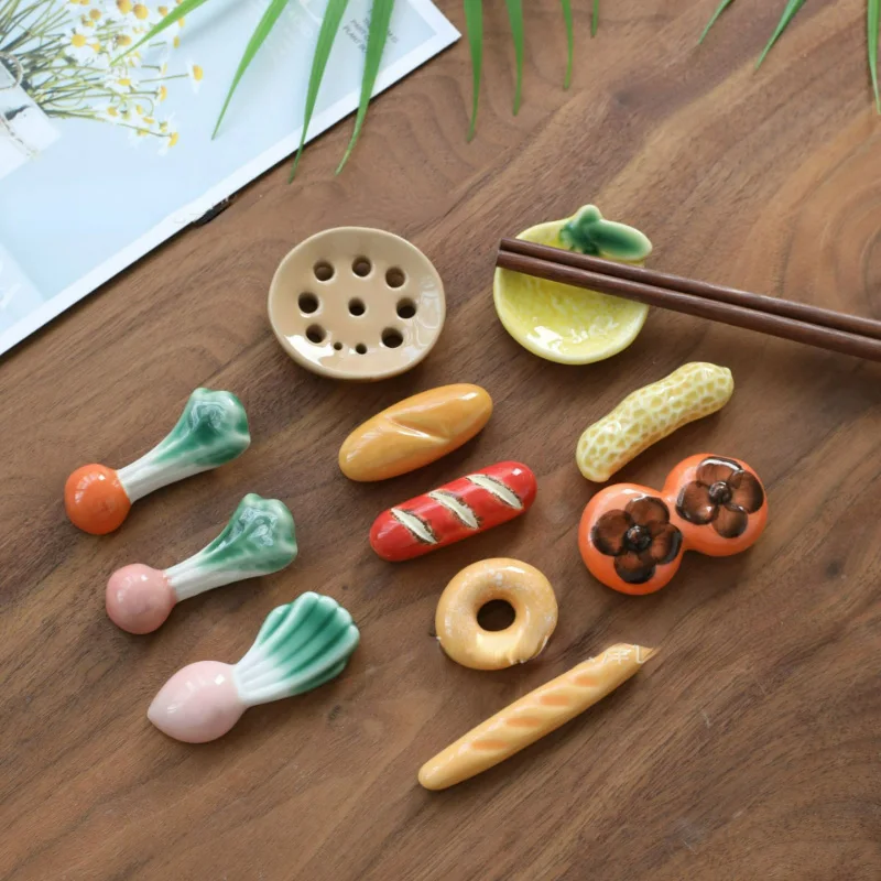 Ceramics Chopstick Holder Cute Vegetable Fruits Shape Chopstick Rest