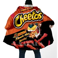 Funny Food Snack Cheetos All Over 3D Printed Thick Warm Overcoat Coat Hooded Cloak for Men Windproof Fleece Unisex Casual-3 2