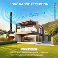 HD Digital TV Antenna Support 4K 1080p All TV on VHF UHF Local Channels with Signal Booster Amplifier+Strong Magnetic Base
