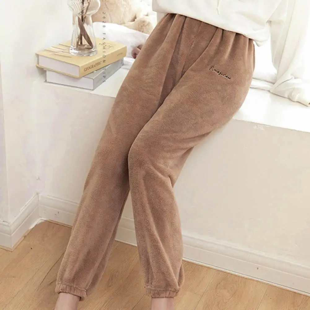 

Women Coral Velvet Pants Warm Cozy Women's Winter Pants Thick Coral Fleece Loose Fit Elastic Waist for Homewear Pajamas Women