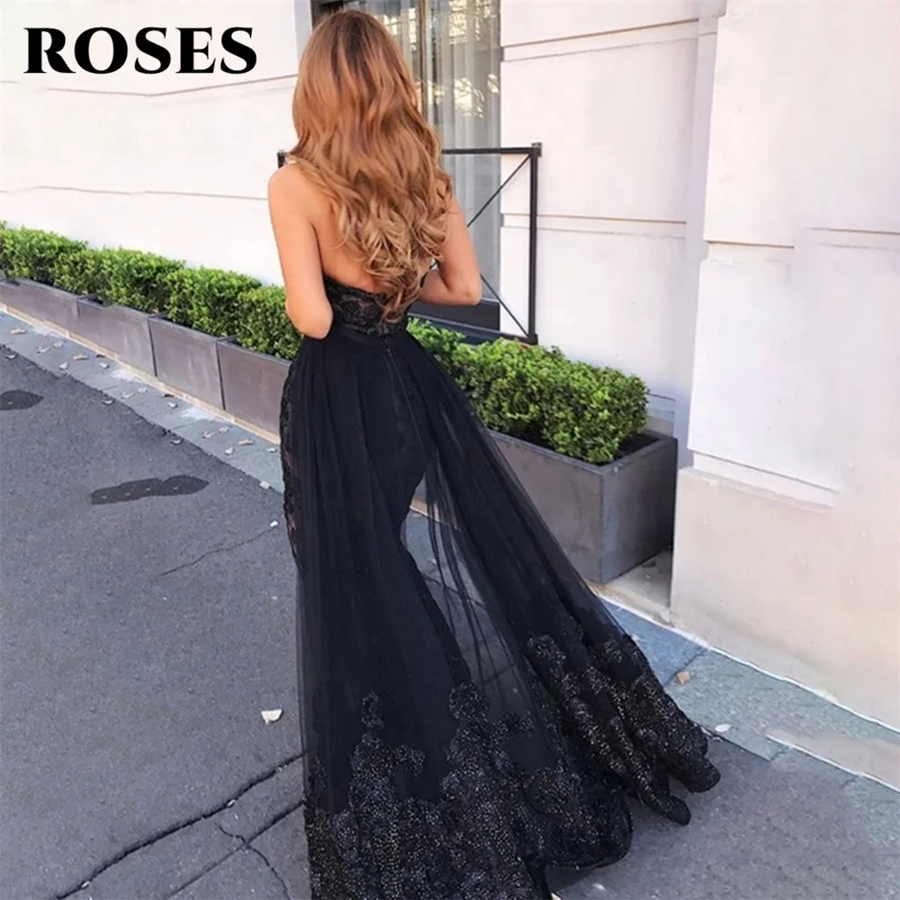 Rose Sexy Side Split Maxi abiti da ballo pizzo ricamo Mermaid Robes De Soirée muslimatexlimah abiti da ballo 2022 abiti di lusso