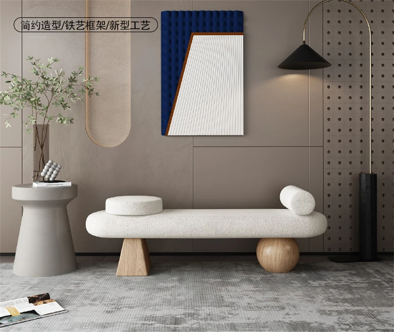 Description Picture 6 of itemNordic Solid Wood Stools Home Furniture Living Room Sofa Bench Entry Door Shoe Changing Stool Leisure Low Chairs Bed End Ottoman
