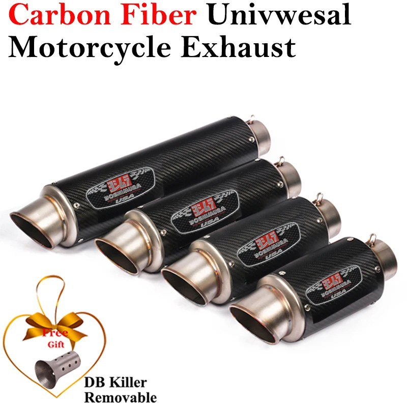 60mm Universal Motorcycle Exhaust Escape Modified Carbon Fiber Vent Muffler Pipe For S1000RR CBR1000 R6 GSX1300 R6 R1 DB Killer