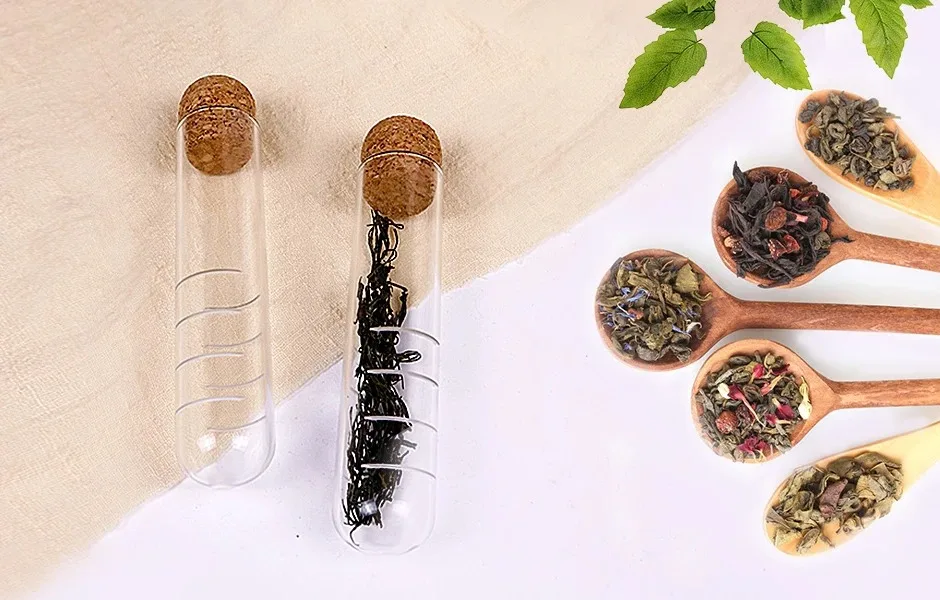 Description Picture 3 of itemCreative Tea InfuserClear Filter Glass Tube Tea Strainer with Cork Lid Reusable Brewing Test Tube Kitchen Tools