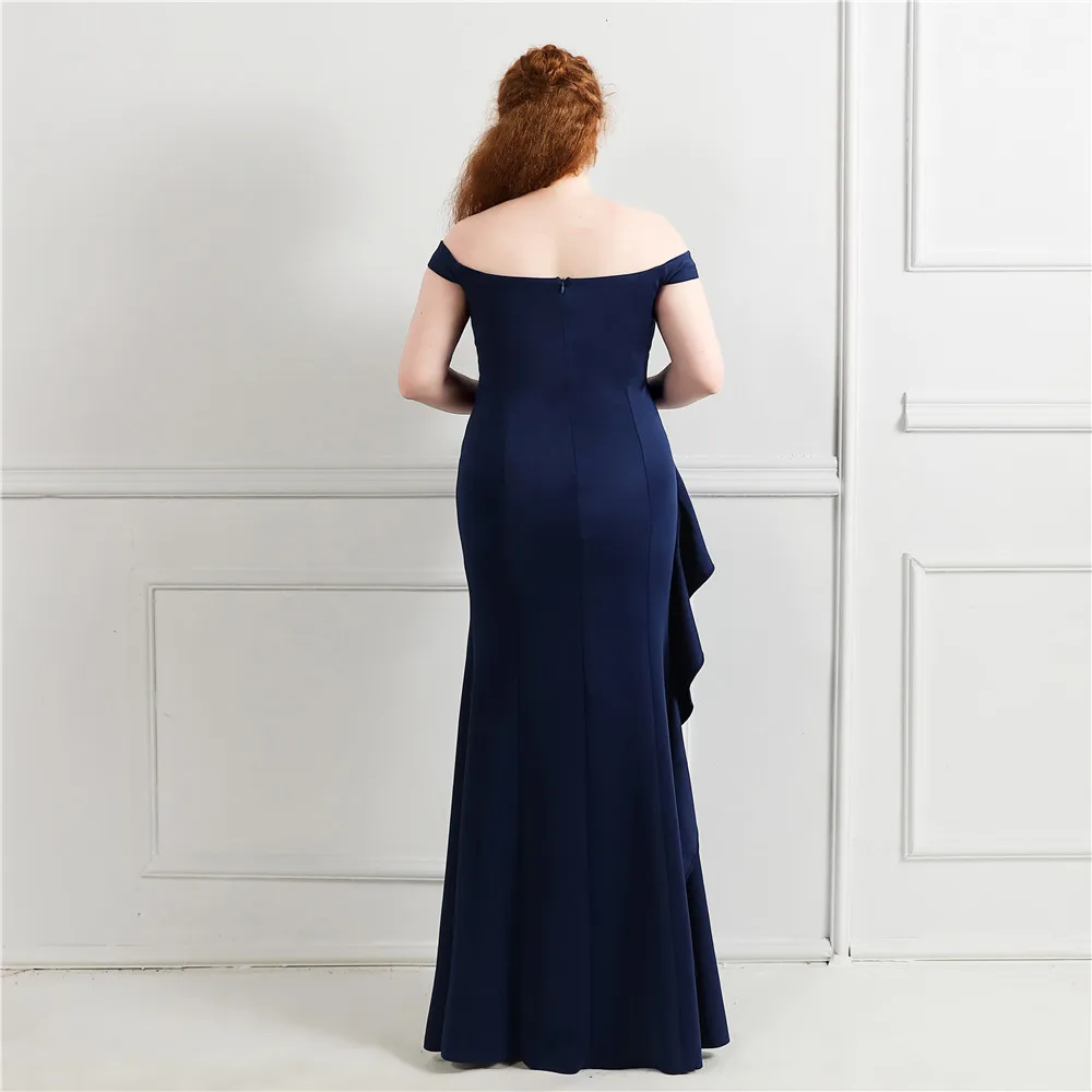 cute prom dresses Simple Crepe Stain Mermaid Evening Dress Wear Plus Size vestifos de mujer largos elegantes de fiesta Sexy Slit Prom Gown ball gown dress