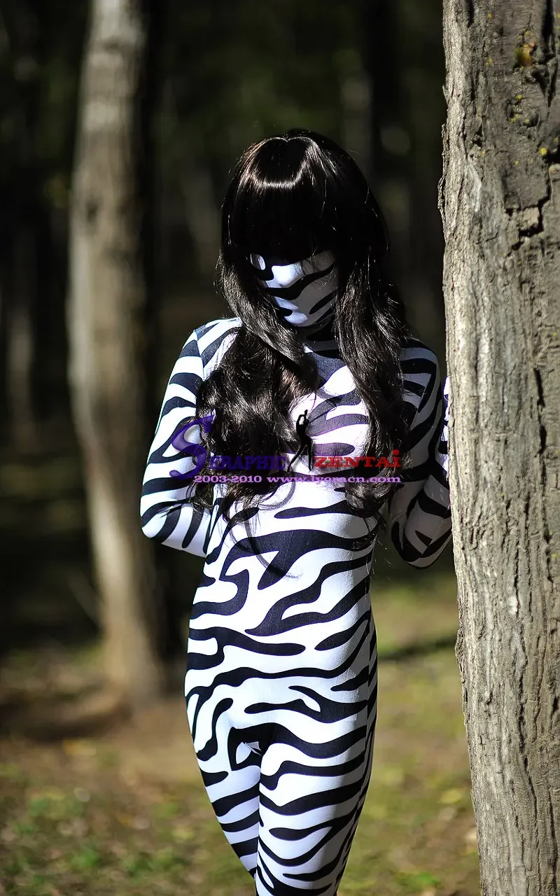 Zentai Body Suit Leopard Tiger Pattern Full Body Cat Suit Lycra Zentai Crossdresser Fetish Wear