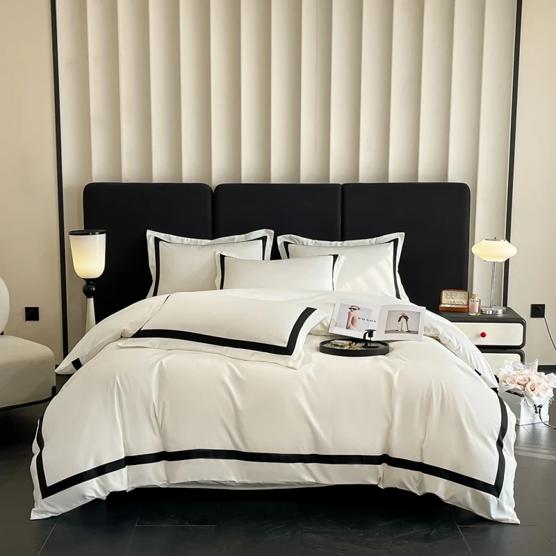 4Pcs Brushed Microfiber King Queen Double Twin 4Pcs Soft Premium Hotel Patchwork Duvet cover Flat/Fitted sheet 2 Pillowcases 2