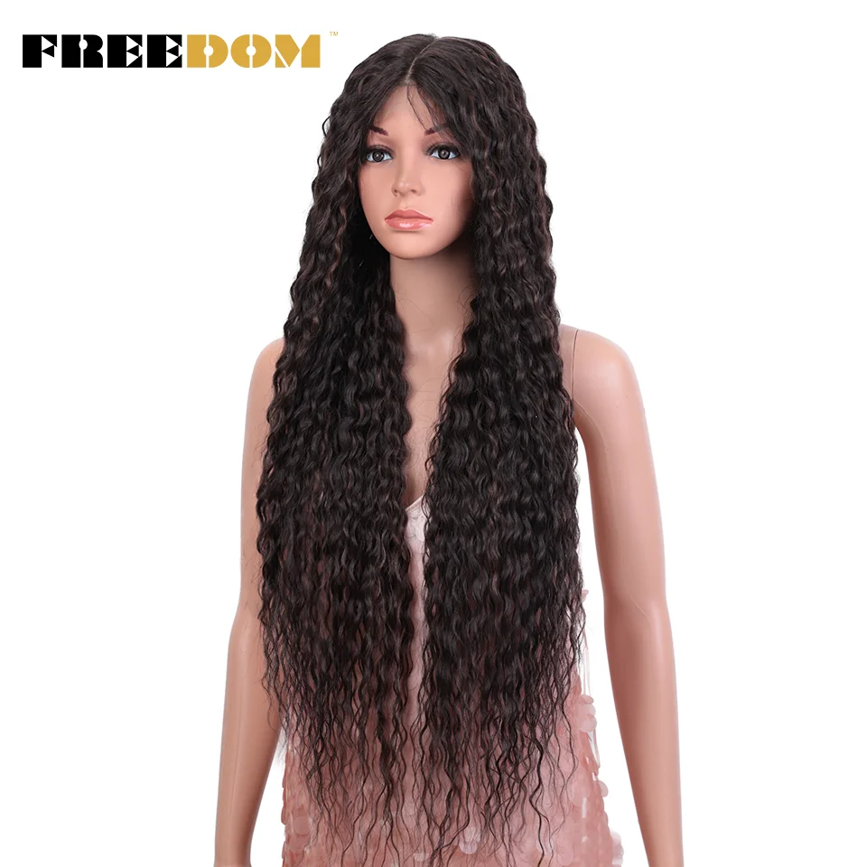 Synthetic Lace Front Wigs 34 Inch Long Curly Hair Lace Wigs For Women Ombre Brown Bug Front Cosplay Wig
