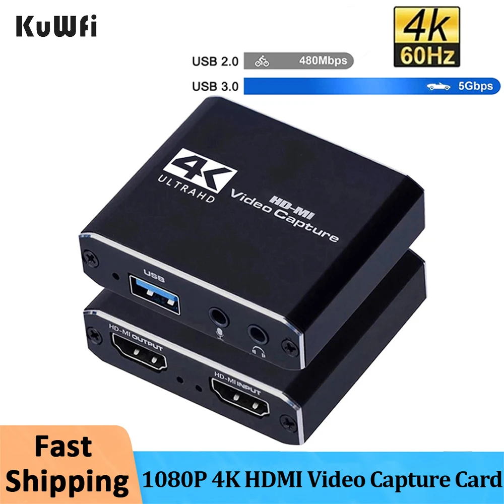 Kuwfi Hdmi Video Capture Card Per Live Streaming 1080P 4K Usb3.0 Videoregistratori Switch Game Per Ps4 Camera Xbox Recording Box