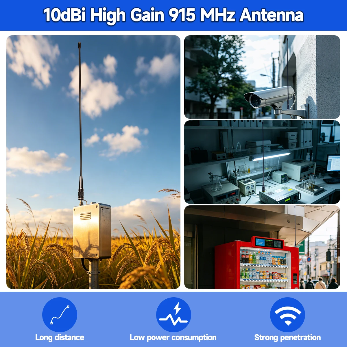 ABBREE 915Mhz LORA 소프트 안테나 무선 모듈 SMA Male 무선 데이터 전송용 고이득 휩 안테나