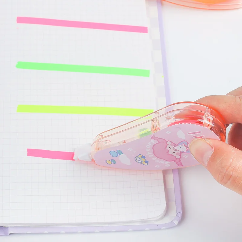 Highlighter Correction Tape Cute Multi Functional Labeling Masking Tape Erasable Marker Silky Correction for School Office