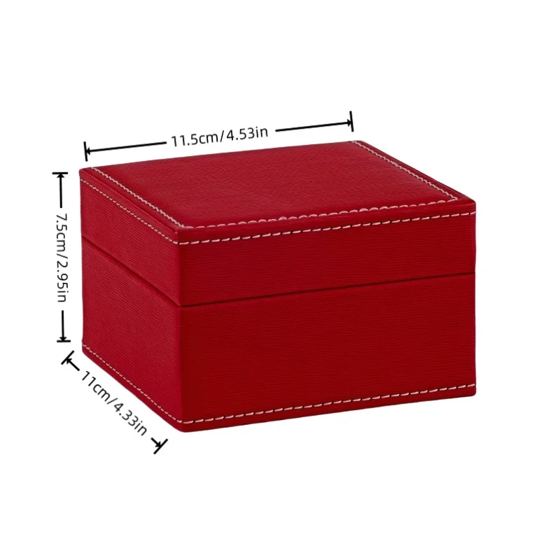 White Stitching Surface Red Line Texture Plush White PU Leather Flip Watch Case Box Free Customization Watch Box Organizer