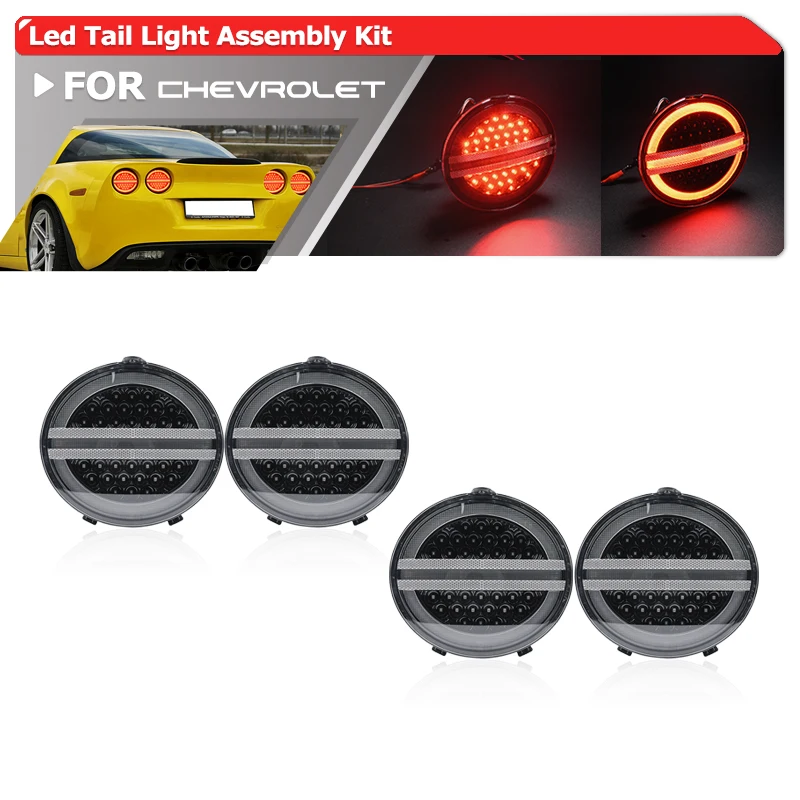 4x For Chevrolet Chevy Corvette C6 Coupe 20052013 Led Halo Tail Light