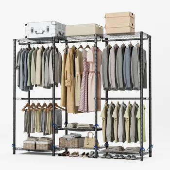 Clothes Rack Storage Organizer Wardrobe Hanging Clothes Freestanding Portable Heavy Duty 960 lb for Cloakroom Bedroom Entrances 1