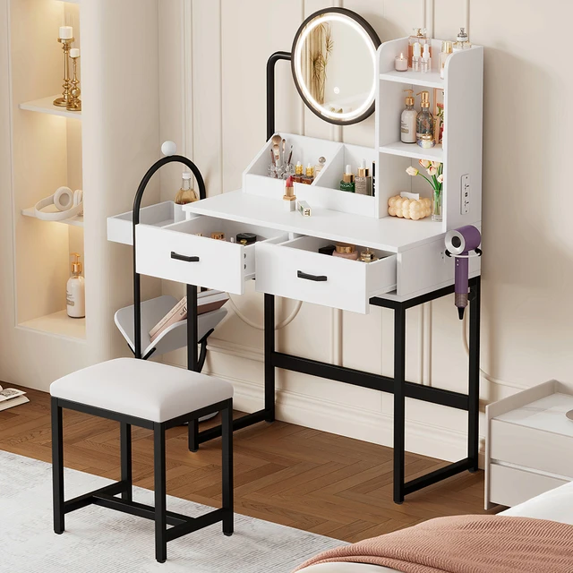 Makeup table with LED lighting and swivel Mirror Makeup table with LED lighting and swivel Mirror