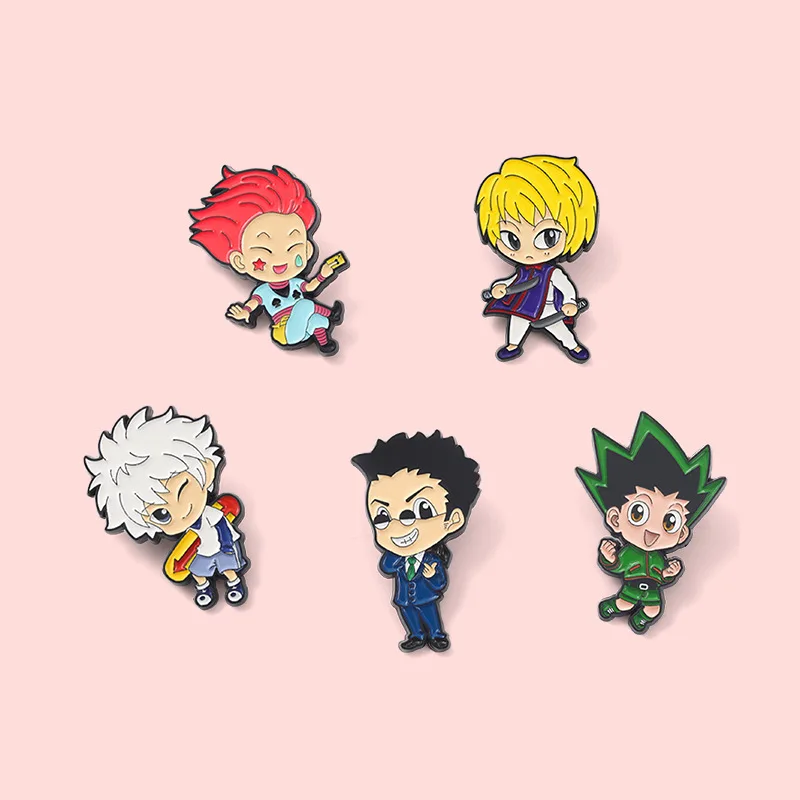 Hunters Enamel Pin GON Killua Kurapika Leorio Hisoka Brooch Lapel Badge Anime Jewelry Gift for Fans