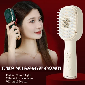 Electric Massage Comb Head Scalp Massager Red Light Treatment Hair Growth Anti Hair Loss Hair Care Guide Liquid Oil Applicator