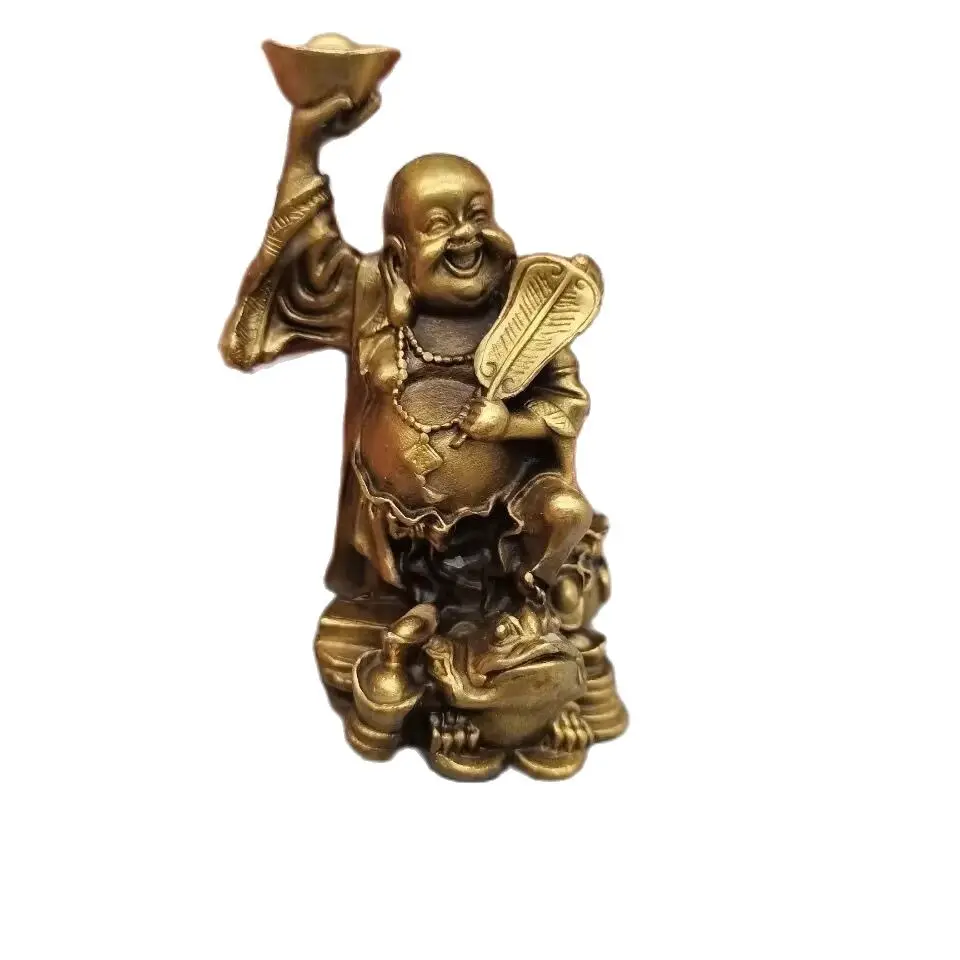 

Golden Laughing Buddha Statue Chinese Feng Shui Lucky Money Maitreya Buddha Sculpture Figurines Home Garden Decoration Statues