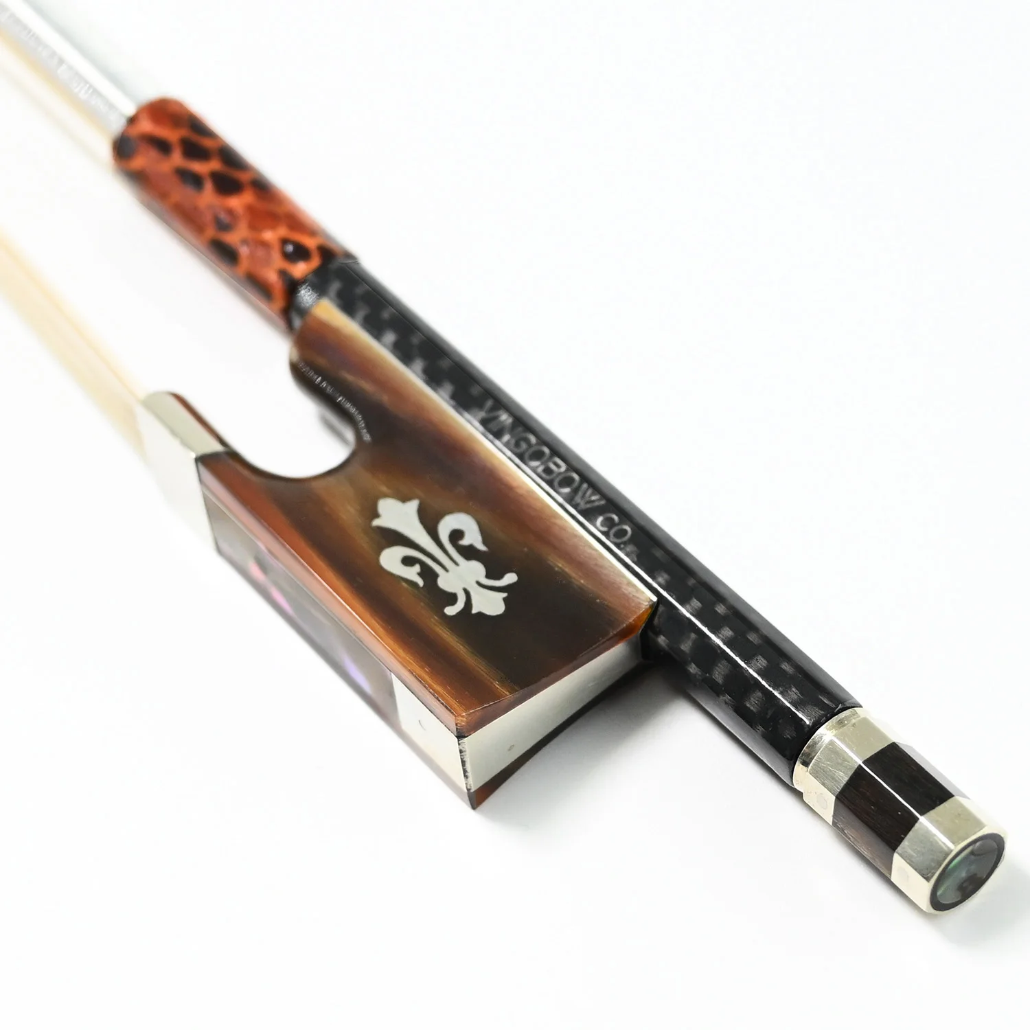 

118V 4/4 Full Size New Carbon Fiber VIOLIN BOW Red Ox Horn Frog and Screw Natural Horsehair Straight Violin Parts Accessories