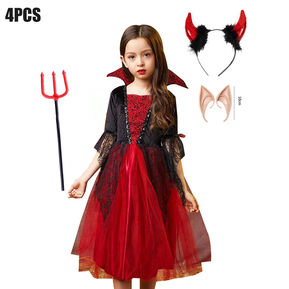 thumbnail image 1 of Disfraz de bruja de vampiro para niña, vestidos de carnaval de fantasía, disfraz de sirena Addams, novia fantasma, Caperucita Roja, 2024, 1 of 5