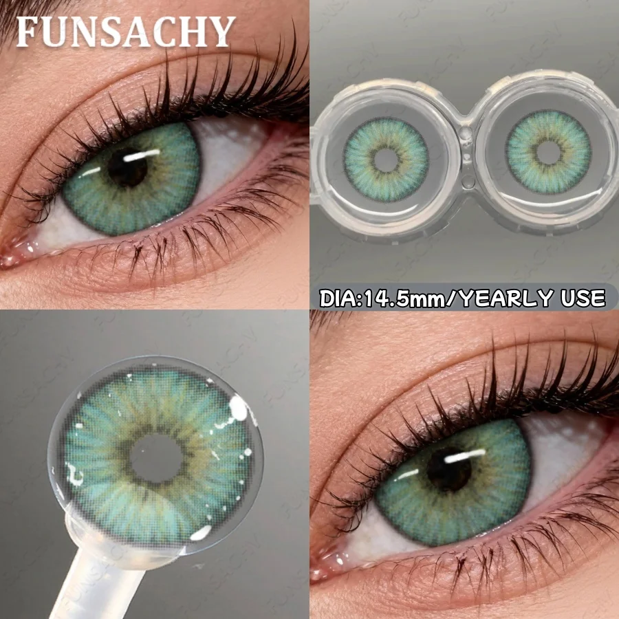 Colored Natural Brown Eye Contacts - Gray Fashion Korean Lens for Big Eyes, Cosmetic Yearly Lenses (1 Pair)