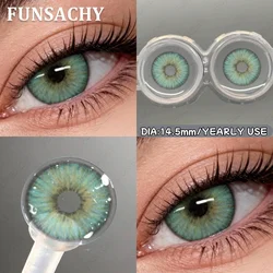 Colored Natural Brown Eye Contacts - Gray Fashion Korean Lens for Big Eyes, Cosmetic Yearly Lenses (1 Pair) (LUCIFER - GREEN)