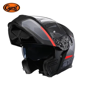 Casco moto Doppia visiera Casco integrale modulare ribaltabile per uomini adulti Donne Approvato DOT Casco Moto CYRIL AH121