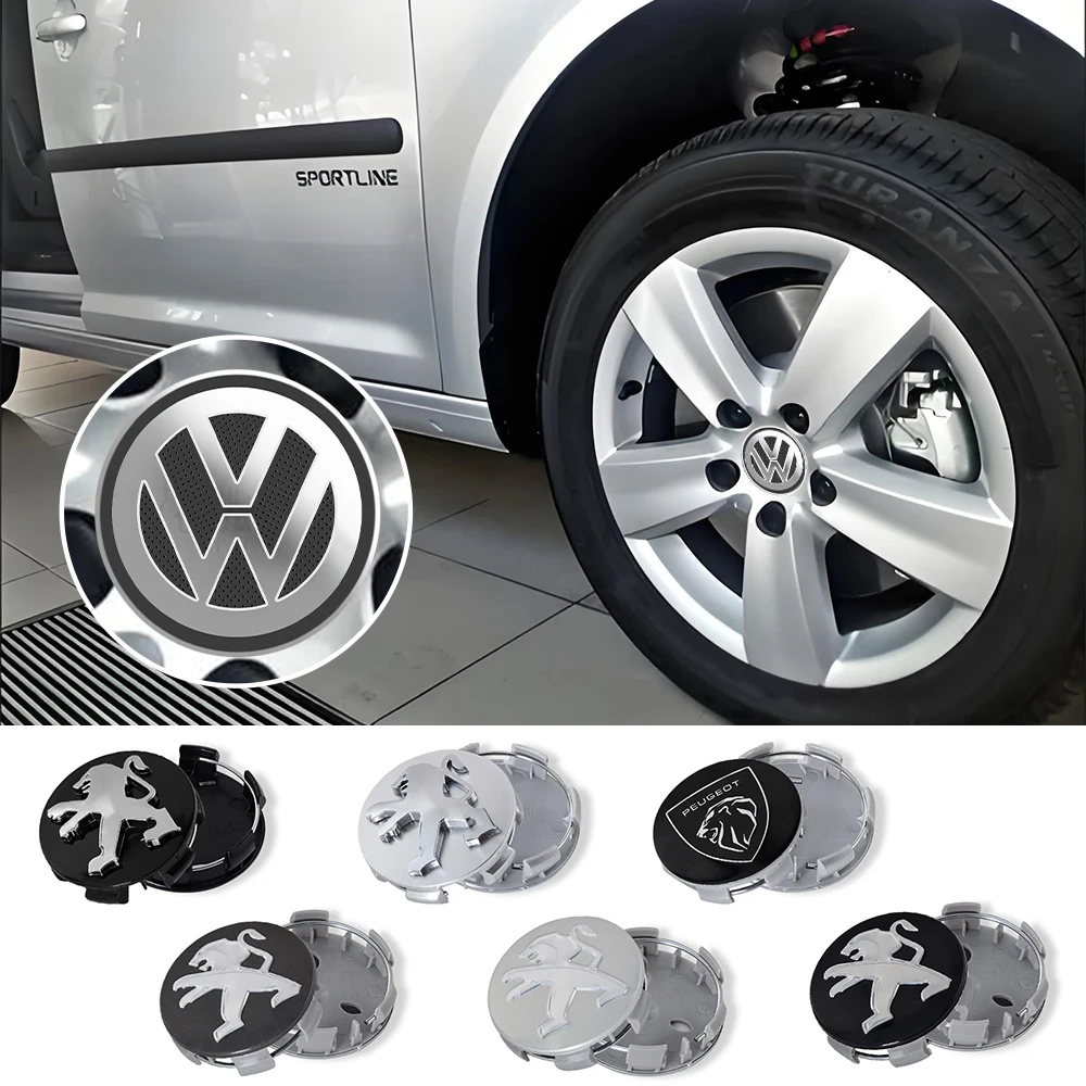 Set of 4 Stylish Car Wheel Center Hub Caps - 56/65/66mm Auto Decor Accessory