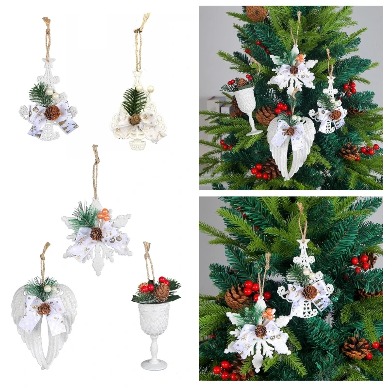 

Рождественский подвесной кулон искусственная снежинка натуральные украшения из сосновой шишки декор