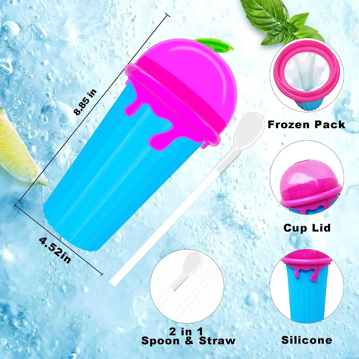 Frozen Magic Slushy Cup Smoothie Cups with Lids and Straws Slushie Maker Cup  Fasting Cooling Make Milkshake Smoothie Freeze Beer - AliExpress