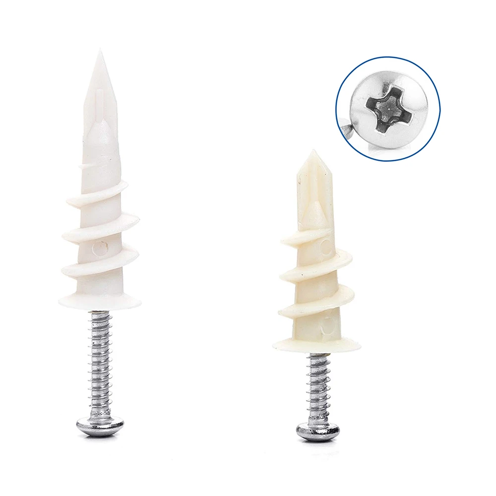 NINDEJIN SLDMY Anclajes de plástico para paneles de yeso autoperforantes, kit de 100 piezas para paneles de yeso - Image 4