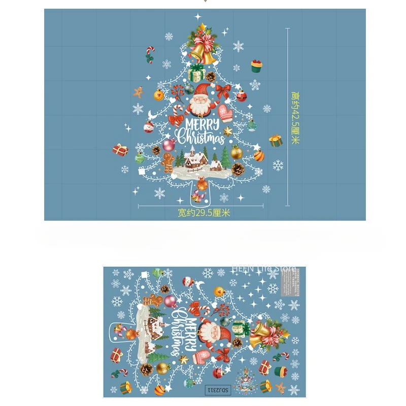 2025 New Christmas Decoration Window Stickers Santa Christmas Tree Window Glass Decal Poster New Year 2026 Decoration Stickers